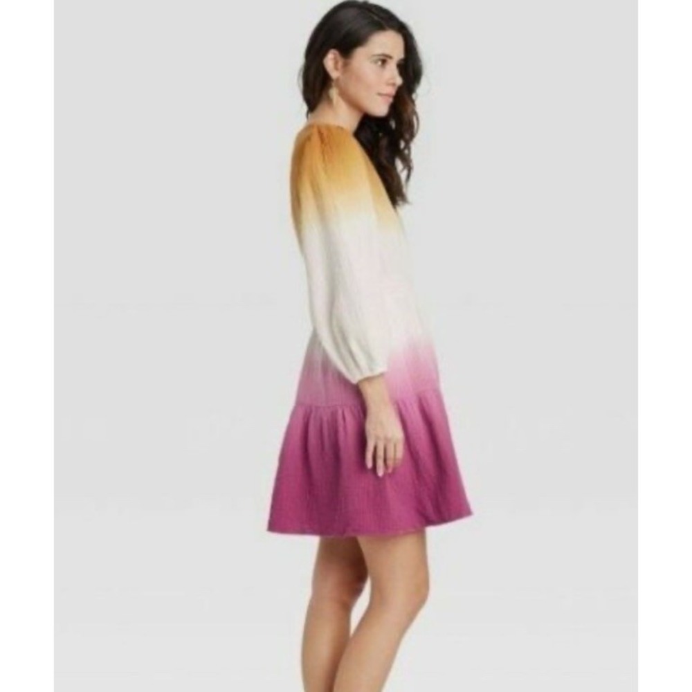 NWT Women's Tie-Dye Long Sleeve Tiered Dress Universal Thread Purple Dye Boho -M - Picture 3 of 11